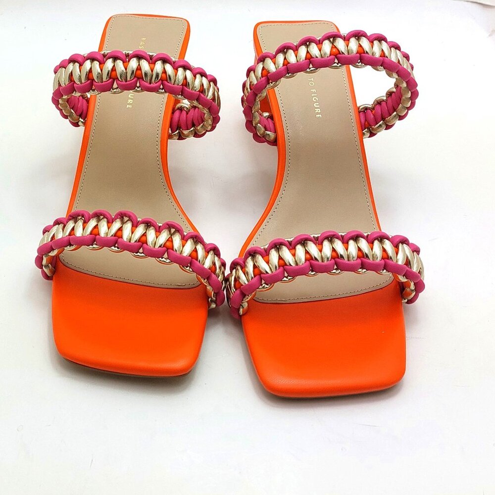 Fashion to Figure Orange & Pink Braided Strap Heels